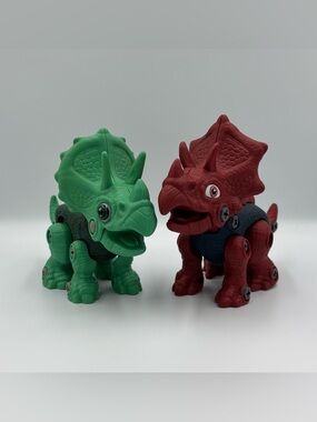 STEM Dinosaur Red & Green Triceratops Take Apart Learning Toy Lot Educational